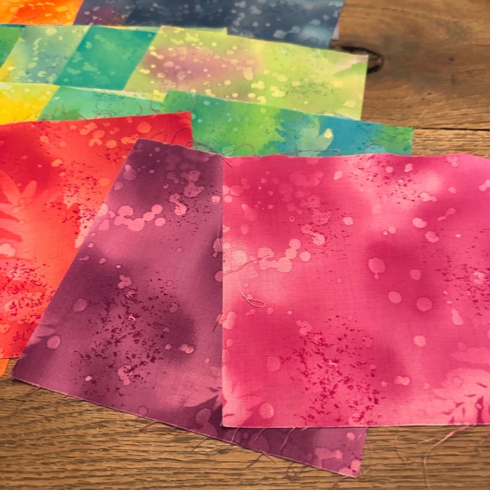 Batik Cotton Fabric Squares 25 Count 6 Inch Rainbow Quilting Charm Pack #2023 - Picture 4 of 7